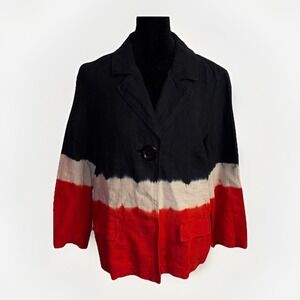 Michael Kors Woman's Size 10 Multi-Colored‎ Tie Dye Linen Jacket Blazer